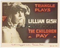 3f1090 LILLIAN GISH signed color 8x10 REPRO still 1980 the silent star in 1916's The Children Pay!