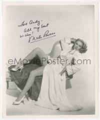 3f1104 MALA POWERS signed 8x10 REPRO still 1980s super sexy seated portrait showing her legs!