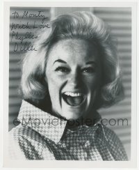 3f1130 PHYLLIS DILLER signed 8x10 REPRO still 1980s great laughing portrait of the zany comedienne!