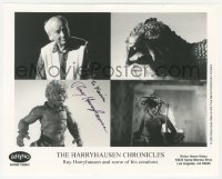 3f0711 RAY HARRYHAUSEN signed video 8x10 still 2002 The Harryhausen Chronicles, cool split image!