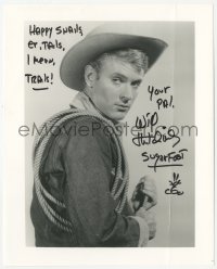 3f1171 WILL HUTCHINS signed 8x10 REPRO still 1960s cowboy close up with lasso from Sugarfoot!