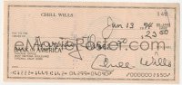3f0416 CHILL WILLS canceled check 1974 he wrote out a check for $23.50, but didn't make it out!