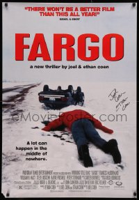 3f0048 FARGO signed 27x39 video poster 1996 by BOTH Joel Coen AND Ethan Coen, a homespun murder story!