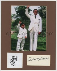 3f0124 FANTASY ISLAND 2 signed 3x5 index cards in 11x14 display 1980s by Montalban AND Villechaize!