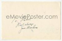 3f0821 JIM BACKUS signed 4x6 index card 1980s it can be framed & displayed with a repro still!