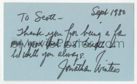 3f0828 JONATHAN WINTERS signed 3x5 index card 1980 it can be framed & displayed with a repro still!
