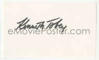 3f0831 KENNETH TOBEY signed 3x5 index card 1980s it can be framed & displayed with a repro!