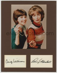 3f0140 LAVERNE & SHIRLEY 2 signed 3x5 index cards in 11x14 display 1976 by Marshall AND Williams!
