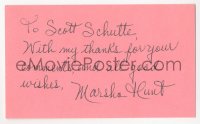 3f0847 MARSHA HUNT signed 3x5 index card 1980s it can be framed & displayed with a repro still!