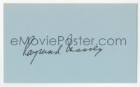 3f0861 RAYMOND MASSEY signed 3x5 index card 1970s it can be framed & displayed with a repro still!