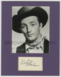 3f0150 ROBERT MITCHUM signed 3x5 index card in 11x14 display 1950s ready to frame & display!