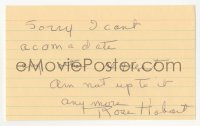 3f0869 ROSE HOBART signed 3x5 index card 1990s it can be framed & displayed with a repro still!