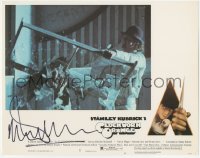 3f0102 CLOCKWORK ORANGE signed LC #6 1972 by Malcolm McDowell, c/u busting glass, Stanley Kubrick
