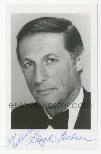 3f0918 LLOYD BOCHNER signed 4x6 photo 1980s head & shoulders portrait of the Canadian actor!