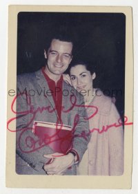 3f0941 ROBERT GOULET/CAROL LAWRENCE signed 3x4 color photo 1960s happy portrait of husband & wife!