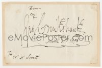 3f0478 GEORGE CRUIKSHANK signed note paper 1876 the English caricaturist & illustrator!