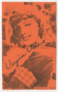 3f0438 VIRGINIA VALE signed 4x6 publicity card 1980s great smiling portrait of the pretty actress!