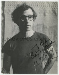 3f0458 WOODY ALLEN signed postcard 1980s waist-high portrait of the famous director by Brian Hamill!