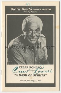 3f0364 CESAR ROMERO signed stage play program 1980 when he was in A Dash of Spirits in Indianapolis!