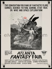 3f0018 ATLANTA FANTASY FAIR signed 18x23 convention poster 1985 by Susan Barrows, great image w/dinosaur!