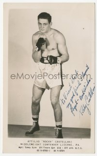 3f0942 ROCKY CASTELLANI signed 5x8 photo 1940s pro middleweight boxing who contended for the crown!