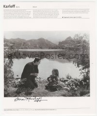 3f0176 SARA KARLOFF signed book page 1999 image of her famous father Boris in Frankenstein!