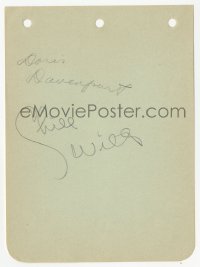3f0231 CHILL WILLS/DORIS DAVENPORT signed 5x6 cut album page 1930s it can be framed with a repro!