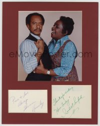 3f0189 JEFFERSONS 2 signed 4x5 cut album pages in 11x14 display 1980s by BOTH Hemsley AND Lanford!