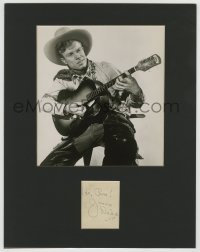 3f0191 JIMMIE DODD signed 2x3 cut album page in 11x14 display 1940s ready to frame & display!