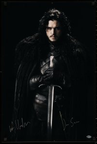 3f0021 KIT HARINGTON signed 20x30 special poster 2010s portrait as Jon Snow in HBO's Game of Thrones!