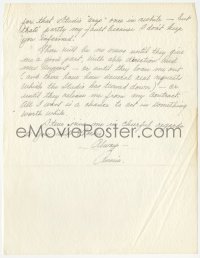 3f0376 ANN SHERIDAN signed letter 1940s in New York because of contract dispute with Warner Bros!