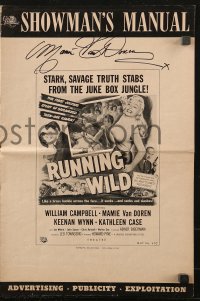 3f0057 MAMIE VAN DOREN signed pressbook 1955 advertising for Running Wild with Reynold Brown art!