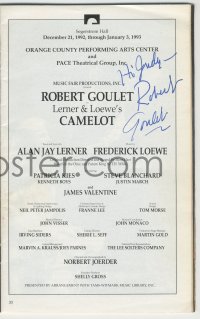 3f0463 ROBERT GOULET signed playbill 1992 when he starred in Lerner & Loewe's Camelot!
