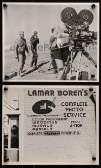 3g1175 LAMAR BOREN 2 8x10 stills 1950s great image of the outside of studio and filming on the beach!