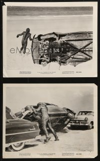 3g1187 REVENGE OF THE CREATURE 2 8x10 stills 1955 the monster before and after flipping car on beach!