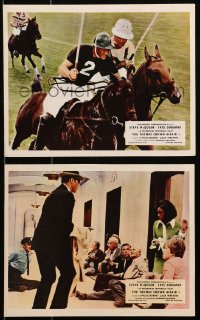 3g0839 THOMAS CROWN AFFAIR 2 color English FOH LCs 1969 Steve McQueen playing polo and bank robbery!
