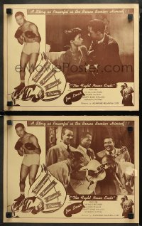 3g0698 FIGHT NEVER ENDS 2 LCs 1949 boxer Joe Louis, young Ruby Dee shown, The Mills Brothers!