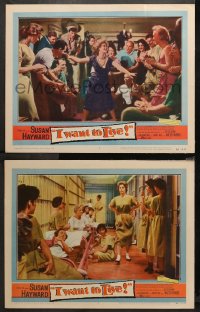 3g0718 I WANT TO LIVE 2 LCs 1958 Susan Hayward as Barbara Graham, a party girl convicted of murder!
