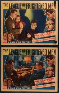 3g0729 LEAGUE OF FRIGHTENED MEN 2 LCs 1937 Walter Connolly as Nero Wolfe can get away w/ murder, rare!