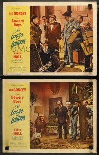 3g0734 LOOSE IN LONDON 2 LCs 1953 wacky images of Bowery Boys Leo Gorcey & Huntz Hall!
