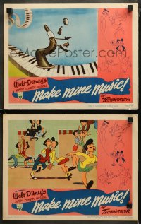 3g0736 MAKE MINE MUSIC 2 LCs 1946 Disney, horn juggling instruments on piano & characters dancing!