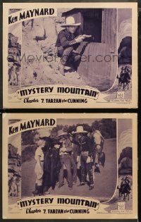 3g0743 MYSTERY MOUNTAIN 2 chapter 7 LCs 1934 Ken Maynard in inset & border, Tarzan the Cunning!