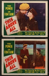 3g0770 THIS ABOVE ALL 2 LCs R1952 images of Tyrone Power about to kiss Joan Fontaine & on train!