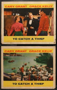 3g0771 TO CATCH A THIEF 2 LCs 1955 Cary Grant over Riviera, with Brigitte Auber, Alfred Hitchcock!