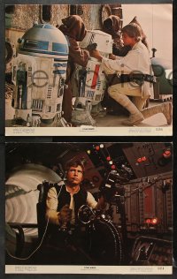 3g0579 STAR WARS 4 color 11x14 stills 1977 Luke, Leia, C-3PO, Han, R2, Darth Vader, NSS 77/21-0!