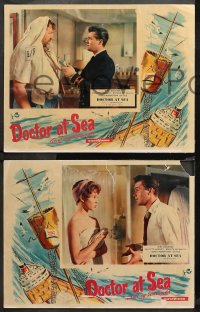 3g0611 DOCTOR AT SEA 3 English LCs 1956 Dirk Bogarde, James Robertson Justice, great ship border art!