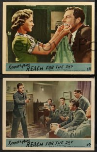3g0645 REACH FOR THE SKY 3 English LCs 1956 cool images of pilot Kenneth More, w/ Muriel Pavlow!