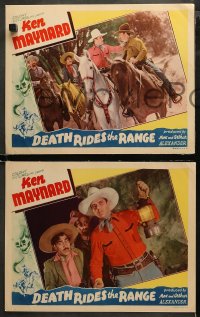 3g0607 DEATH RIDES THE RANGE 3 LCs 1940 great images of cowboy Ken Maynard, wild border art!