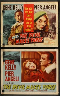 3g0122 DEVIL MAKES THREE 8 LCs 1952 Gene Kelly, Egan, Pier Angeli, she's been mixed up before!