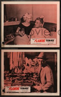 3g0141 FLAMING TEEN-AGE 8 LCs 1957 bad teens from Hell, told with the intensity of white heat!